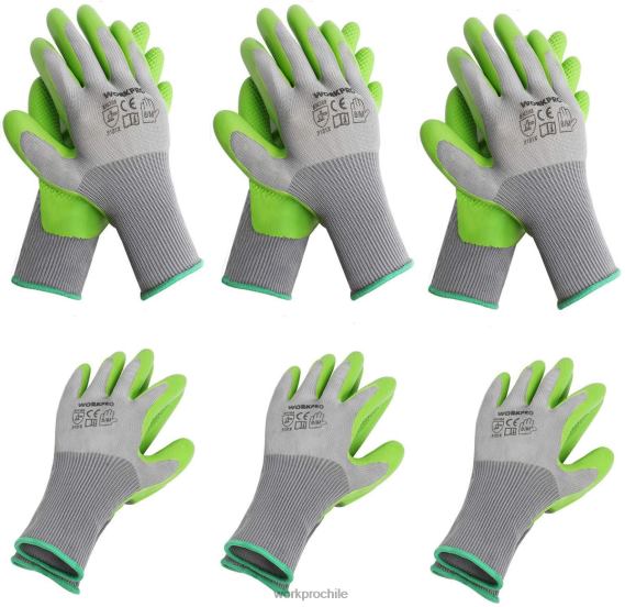 6 pares de guantes de trabajo de jardín con palma recubierta de látex ecológico. WORKPRO JDN8Z275 útil herramienta