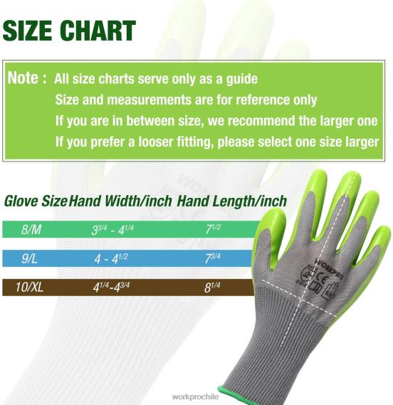 6 pares de guantes de trabajo de jardín con palma recubierta de látex ecológico. WORKPRO JDN8Z275 útil herramienta