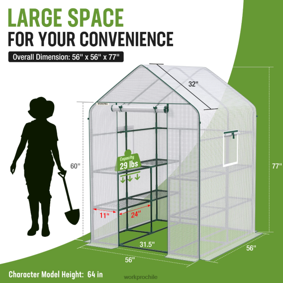 Invernadero de jardinería portátil para exteriores, grande, de 3 niveles y 8 estantes WORKPRO JDN8Z290 útil herramienta