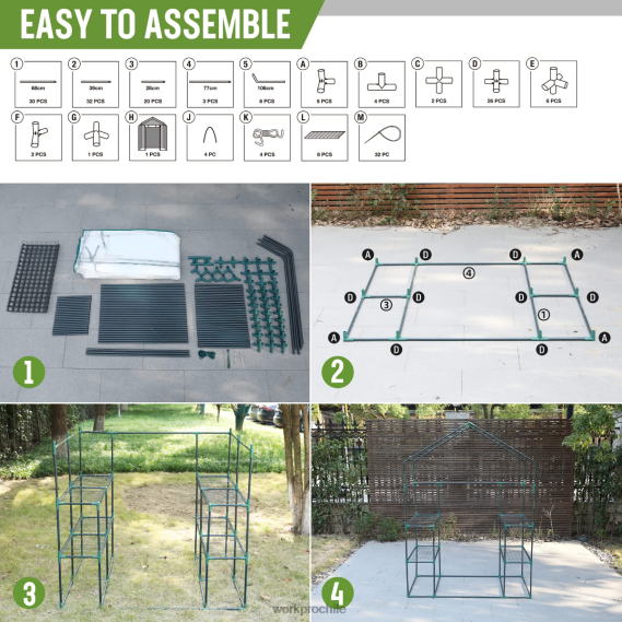 Invernadero de jardinería portátil para exteriores, grande, de 3 niveles y 8 estantes WORKPRO JDN8Z290 útil herramienta