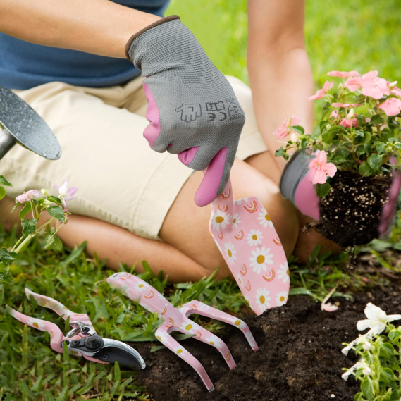 Juego de herramientas de jardín de aluminio de 4 piezas. WORKPRO JDN8Z285 blanco/rosa herramienta