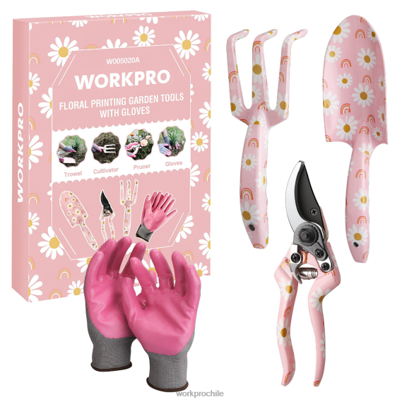 Juego de herramientas de jardín de aluminio de 4 piezas. WORKPRO JDN8Z285 blanco/rosa herramienta
