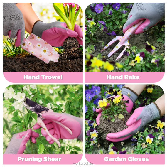 Juego de herramientas de jardín de aluminio de 4 piezas. WORKPRO JDN8Z285 blanco/rosa herramienta