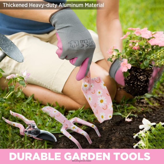 Juego de herramientas de jardinería de alta resistencia de aluminio de 5 piezas WORKPRO JDN8Z284 blanco/rosa herramienta