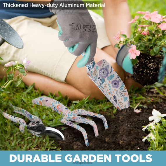 Juego de herramientas de jardinería de alta resistencia de aluminio de 5 piezas WORKPRO JDN8Z284 blanco/rosa herramienta