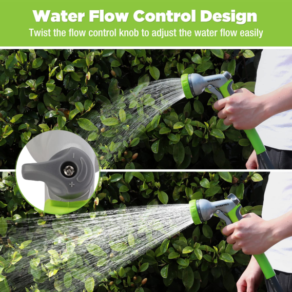 Rociador de boquilla de manguera de agua de alta presión para jardín con 8 patrones de riego ajustables y diseño de control con el pulgar WORKPRO JDN8Z288 útil herramienta