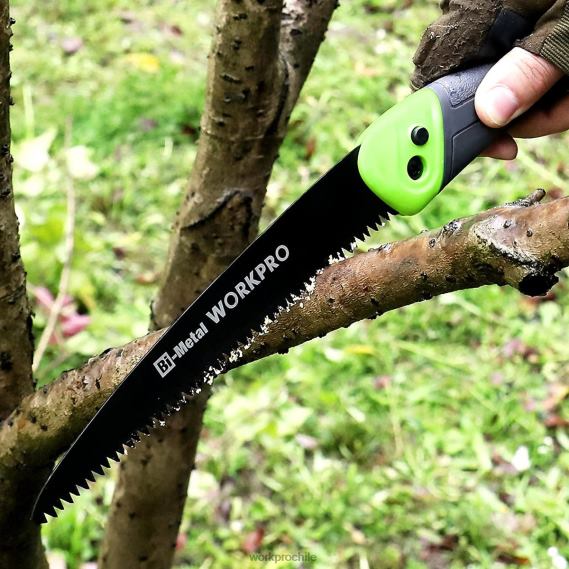 Sierra plegable, sierra de poda manual compacta con bloqueo de botón de hoja de 7 pulgadas WORKPRO JDN8Z270 útil herramienta