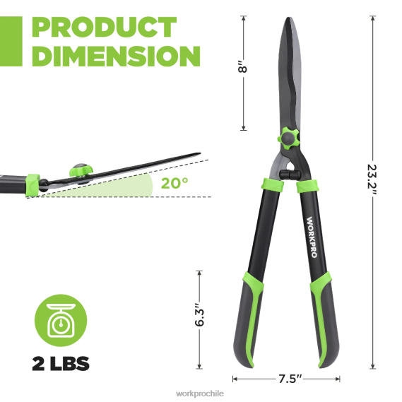 Tijeras para setos manuales con hoja ondulada y mango ergonómico y cómodo. WORKPRO JDN8Z287 nuevo herramienta