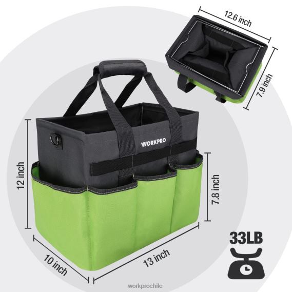 bolso de mano de jardín resistente y estable, con 10 bolsillos y correa larga ajustable para el hombro WORKPRO JDN8Z281 útil herramienta