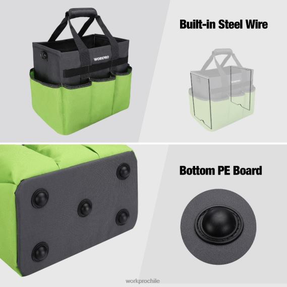 bolso de mano de jardín resistente y estable, con 10 bolsillos y correa larga ajustable para el hombro WORKPRO JDN8Z281 útil herramienta
