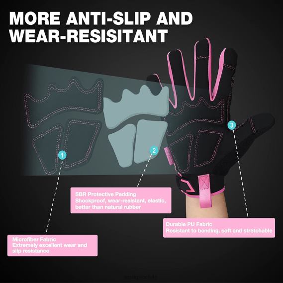 guantes de trabajo de seguridad, pantalla táctil, tejido de rizo, guantes de trabajo antideslizantes- m WORKPRO JDN8Z250 rosa herramienta