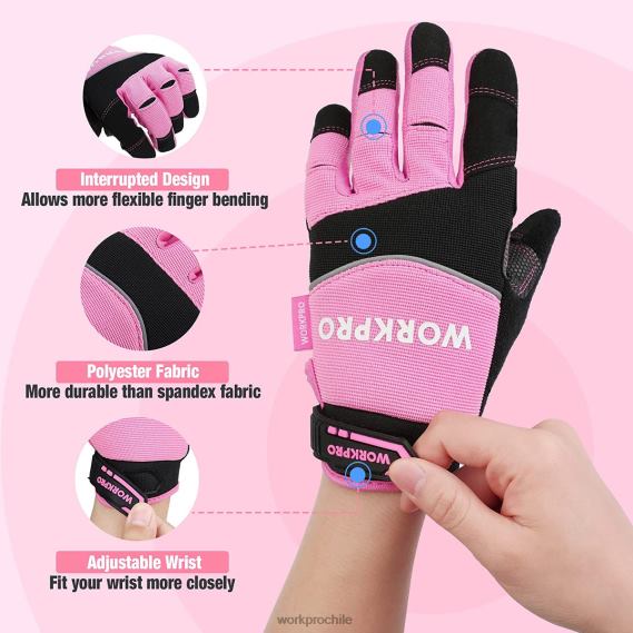 guantes de trabajo de seguridad, pantalla táctil, tejido de rizo, guantes de trabajo antideslizantes- m WORKPRO JDN8Z250 rosa herramienta