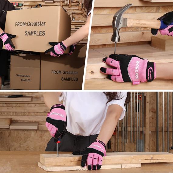 guantes de trabajo de seguridad, pantalla táctil, tejido de rizo, guantes de trabajo antideslizantes- m WORKPRO JDN8Z250 rosa herramienta