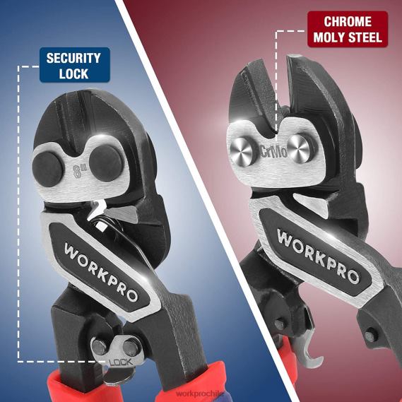 Mini cortador de pernos con bloqueo de seguridad y apalancamiento más eficiente. WORKPRO JDN8Z154 moderno herramienta