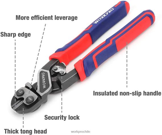 Mini cortador de pernos con bloqueo de seguridad y apalancamiento más eficiente. WORKPRO JDN8Z154 moderno herramienta