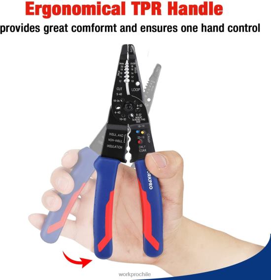 Pelacables de 8 pulgadas, cortador de cables multiherramienta para pelar, cortar y engarzar WORKPRO JDN8Z158 útil herramienta