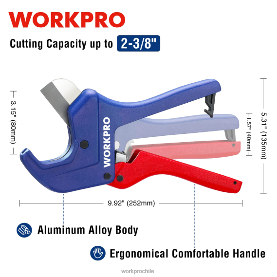 herramienta cortadora de tubos de pvc con trinquete WORKPRO JDN8Z155 útil herramienta