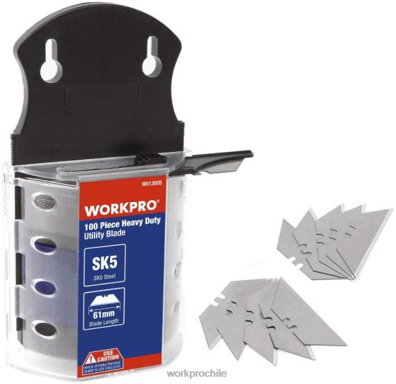 100 hojas de cuchillo multiusos de acero sk5 con dispensador. WORKPRO JDN8Z40 útil herramienta