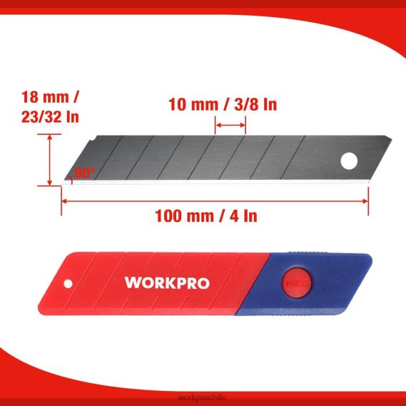 Cuchillas desmontables de 18 mm La cuchilla de repuesto de acero sk5 se adapta al paquete de 100 WORKPRO JDN8Z53 útil herramienta