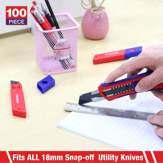 Cuchillas desmontables de 18 mm La cuchilla de repuesto de acero sk5 se adapta al paquete de 100 WORKPRO JDN8Z53 útil herramienta