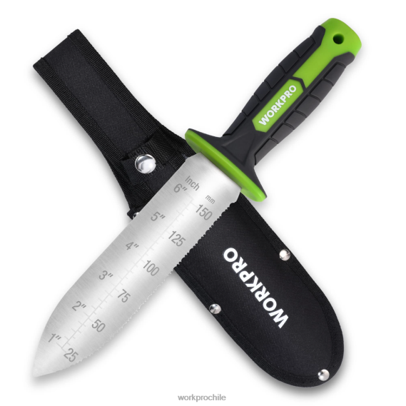 Cuchillo de jardín con funda Oxford, hoja de acero inoxidable con filo. WORKPRO JDN8Z283 verde/rosa herramienta