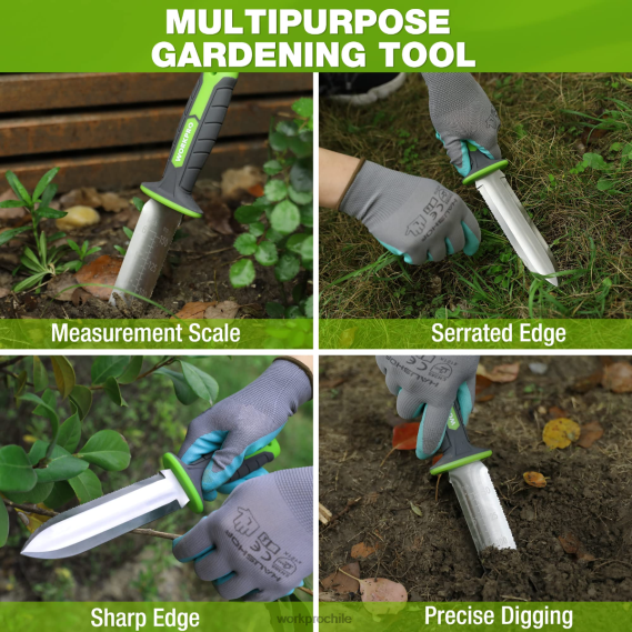 Cuchillo de jardín con funda Oxford, hoja de acero inoxidable con filo. WORKPRO JDN8Z283 verde/rosa herramienta