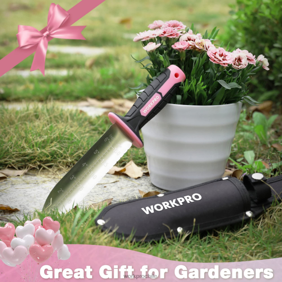 Cuchillo de jardín con funda Oxford, hoja de acero inoxidable con filo. WORKPRO JDN8Z283 verde/rosa herramienta