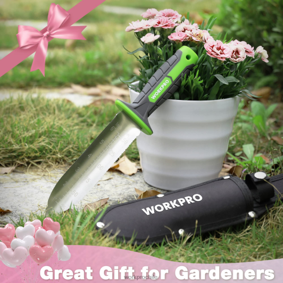 Cuchillo de jardín con funda Oxford, hoja de acero inoxidable con filo. WORKPRO JDN8Z283 verde/rosa herramienta