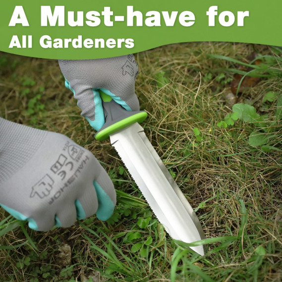 Cuchillo de jardín con funda Oxford, hoja de acero inoxidable con filo. WORKPRO JDN8Z283 verde/rosa herramienta