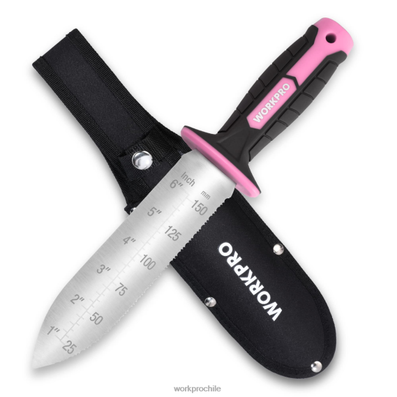 Cuchillo de jardín con funda Oxford, hoja de acero inoxidable con filo. WORKPRO JDN8Z283 verde/rosa herramienta