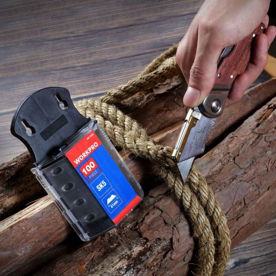 Cuchillo multiusos plegable, mango de madera, cortador resistente WORKPRO JDN8Z39 moderno herramienta