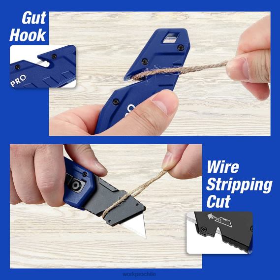 Cuchillo multiusos plegable, mango de nailon ligero, cortador multiusos con 10 hojas adicionales WORKPRO JDN8Z38 rojo/azul/negro herramienta