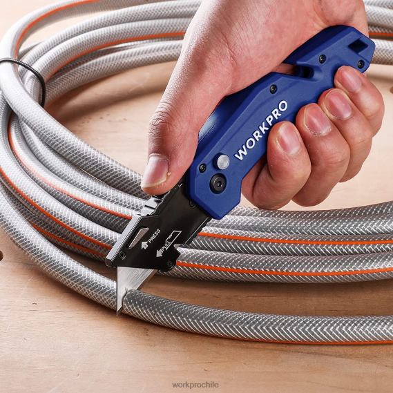 Cuchillo multiusos plegable, mango de nailon ligero, cortador multiusos con 10 hojas adicionales WORKPRO JDN8Z38 rojo/azul/negro herramienta