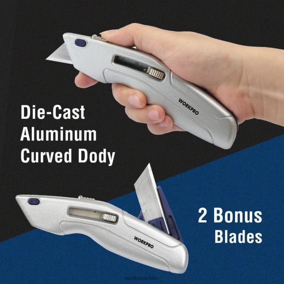 Cuchillo multiusos retráctil y caja de seguridad autoretráctil con 2 hojas adicionales incluidas. WORKPRO JDN8Z41 moderno herramienta