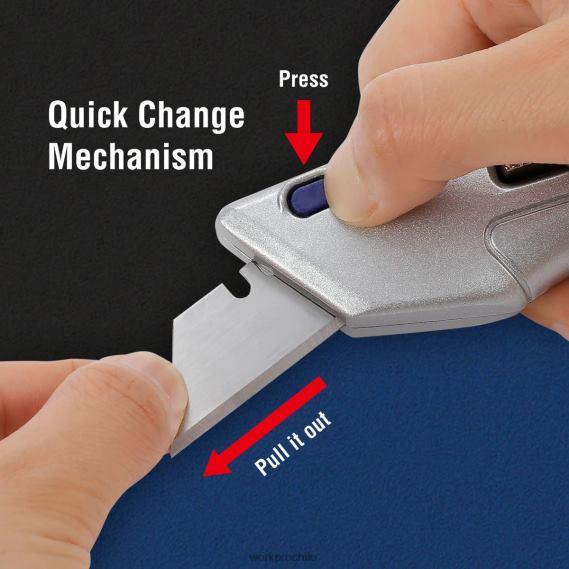 Cuchillo multiusos retráctil y caja de seguridad autoretráctil con 2 hojas adicionales incluidas. WORKPRO JDN8Z41 moderno herramienta