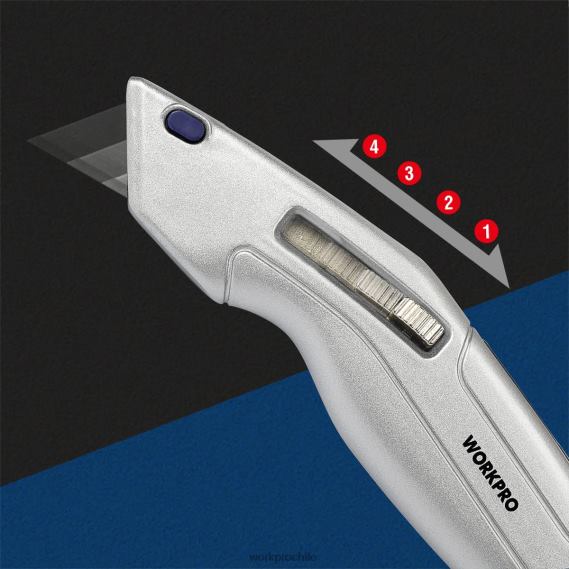 Cuchillo multiusos retráctil y caja de seguridad autoretráctil con 2 hojas adicionales incluidas. WORKPRO JDN8Z41 moderno herramienta