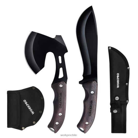 Juego combinado de hacha con mango de madera de espiga completa y cuchillo de hoja fija con funda de nailon WORKPRO JDN8Z48 útil herramienta
