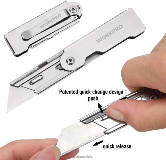Juego de cuchillos utilitarios de bolsillo plegables de cambio rápido de 3 piezas con clip para cinturón WORKPRO JDN8Z45 moderno herramienta