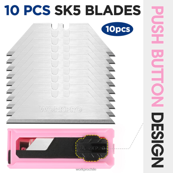 Navaja multiusos plegable de aluminio, incluye 10 hojas adicionales. WORKPRO JDN8Z54 rosa herramienta