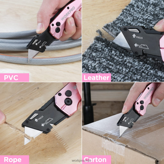 Navaja multiusos plegable de aluminio, incluye 10 hojas adicionales. WORKPRO JDN8Z54 rosa herramienta