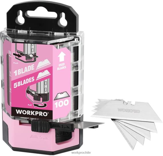 Reemplazo de cuchillas multiusos de acero al carbono sk5 de 100 piezas con dispensador WORKPRO JDN8Z49 Rosa rojo herramienta