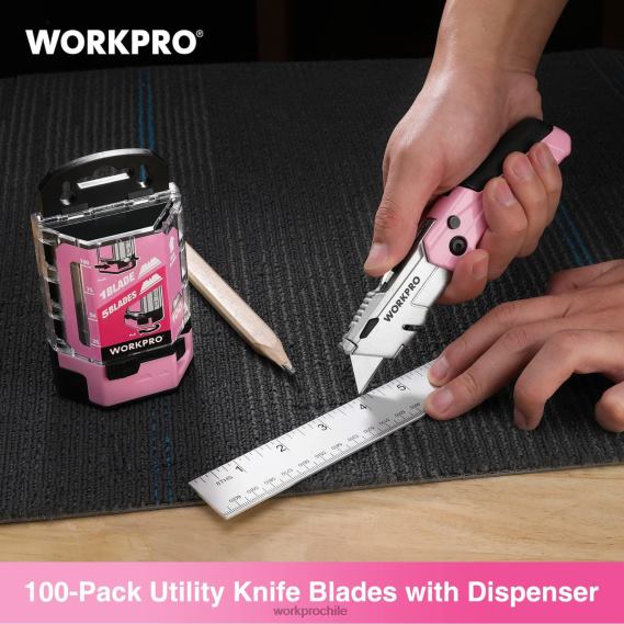 Reemplazo de cuchillas multiusos de acero al carbono sk5 de 100 piezas con dispensador WORKPRO JDN8Z49 Rosa rojo herramienta