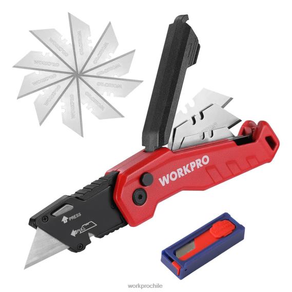navaja multiusos plegable, caja de cambio rápido cutte 13 hojas adicionales incluidas WORKPRO JDN8Z52 azul/rojo/rosa herramienta