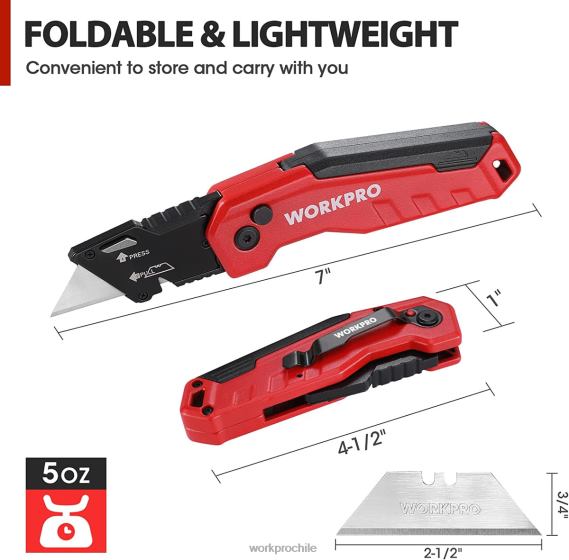 navaja multiusos plegable, caja de cambio rápido cutte 13 hojas adicionales incluidas WORKPRO JDN8Z52 azul/rojo/rosa herramienta