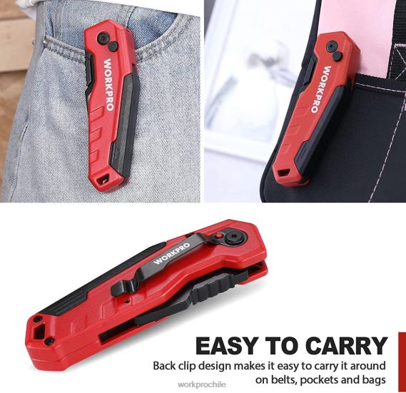 navaja multiusos plegable, caja de cambio rápido cutte 13 hojas adicionales incluidas WORKPRO JDN8Z52 azul/rojo/rosa herramienta