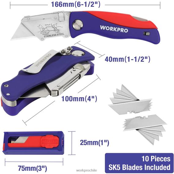 navaja multiusos plegable con cierre trasero cortador de cajas de cambio rápido con clip para cinturón WORKPRO JDN8Z46 moderno herramienta