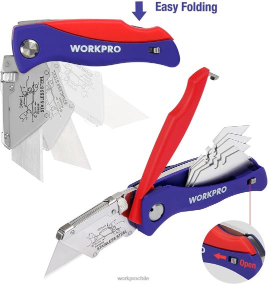 navaja multiusos plegable con cierre trasero cortador de cajas de cambio rápido con clip para cinturón WORKPRO JDN8Z46 moderno herramienta