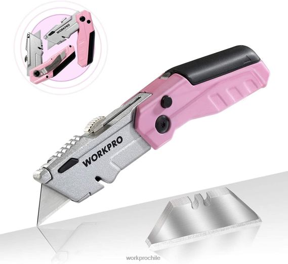 navaja multiusos plegable de cambio rápido con 12 hojas adicionales WORKPRO JDN8Z37 rosa herramienta