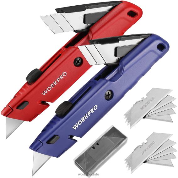 navaja multiusos retráctil con almacenamiento adicional para hojas, paquete de 2 cortadores de caja de cambio rápido WORKPRO JDN8Z56 moderno herramienta