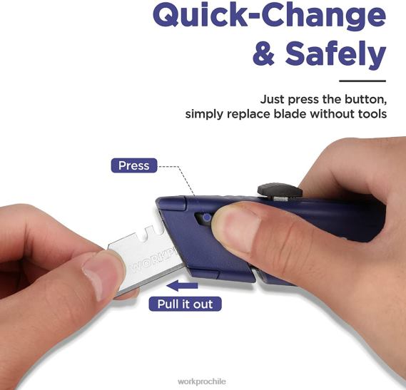navaja multiusos retráctil con almacenamiento adicional para hojas, paquete de 2 cortadores de caja de cambio rápido WORKPRO JDN8Z56 moderno herramienta